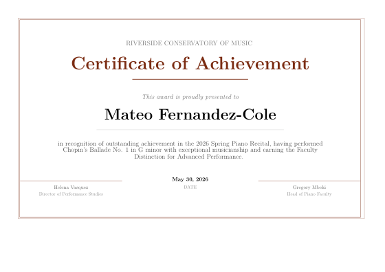 Award certificate template