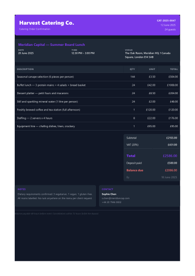 Catering order (dark)
