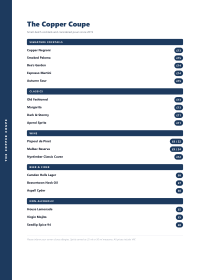 Drink menu (modern)