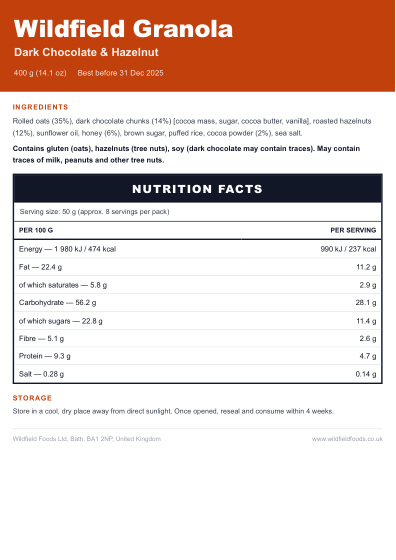 Food label (bold)