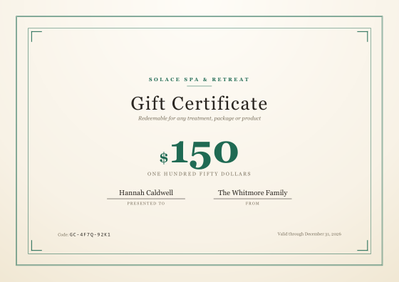 Gift certificate template