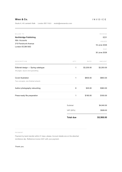 Minimal invoice template