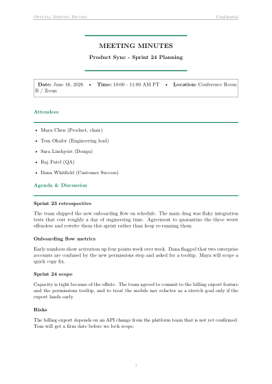 Meeting minutes (formal)