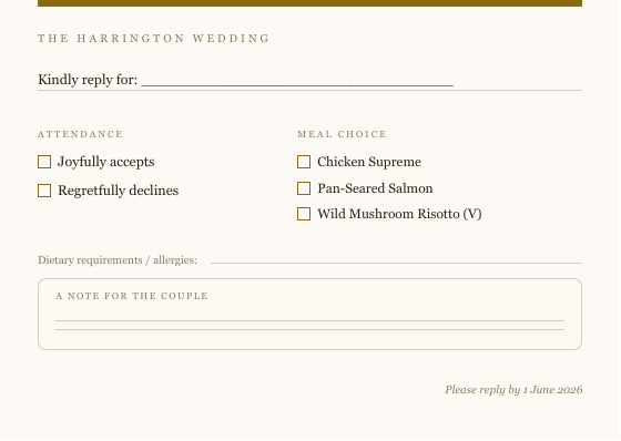 Rsvp card template